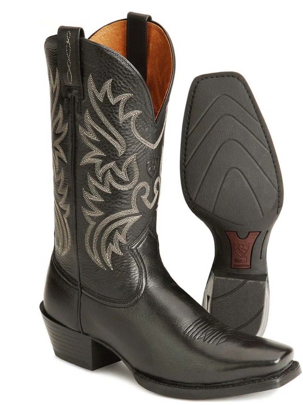 Ariat Legend Black Deertan Leather Cowboy Boots Square Toe Western 10D Rodeo